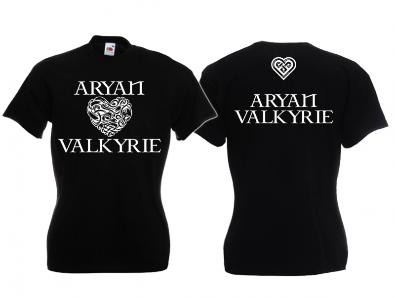 Frauen T-Shirt - Valkyrie - keltisches Herz - schwarz/weiß