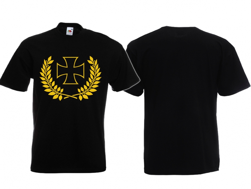 T-Shirt - Eisernes Kreuz im Kranz- schwarz/gold