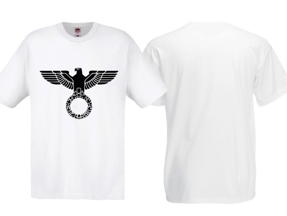 T-Shirt - Adler mit Kreis - Weiß/Schwarz