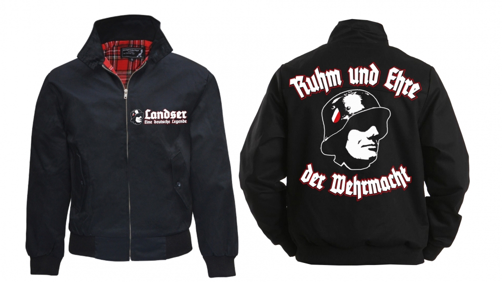 Harrington Jacke - bedruckt - schwarz - Landser - Eine deutsche Legende