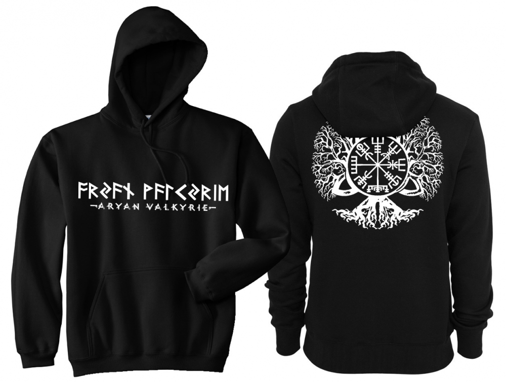 Frauen - Kapuzenpullover - Valkyrie - Vegvisir - schwarz/weiß