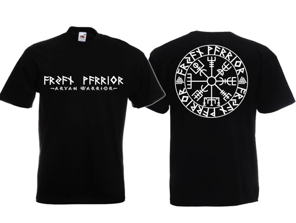 T-Shirt - AW - Vegvisir Runenschrift - schwarz/weiß