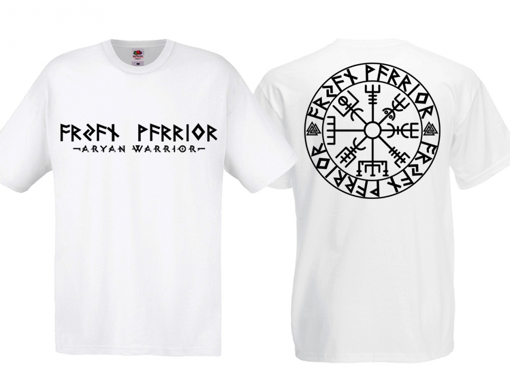 T-Shirt - AW - Vegvisir Runenschrift - weiß/schwarz