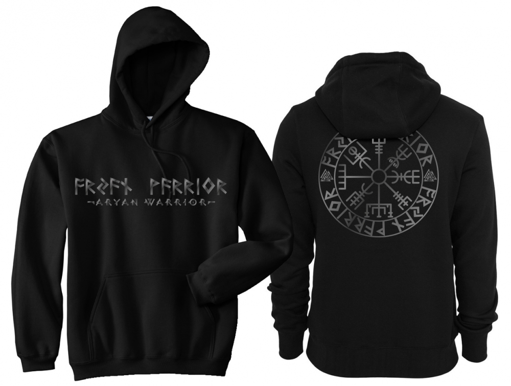 Kapuzenpullover - AW - Vegvisir Runenschrift - schwarz/silber