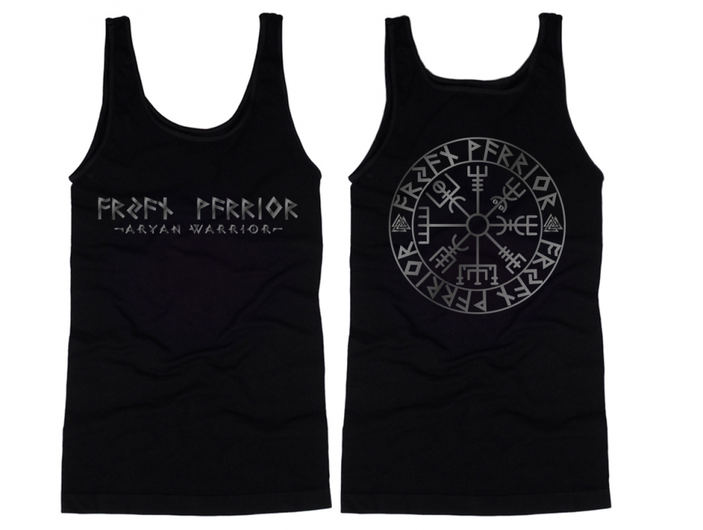 Muskelshirt/Tank Top - AW - Vegvisir Runenschrift - schwarz/silber