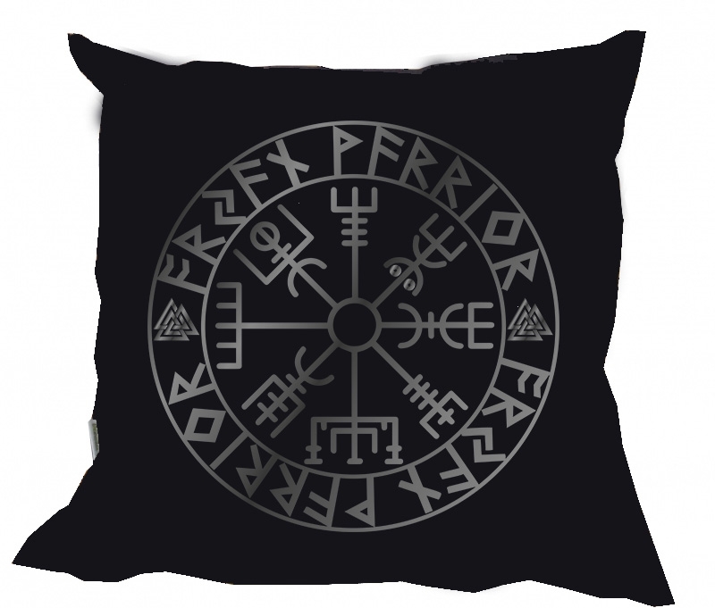 Kissen - Warrior - Vegvisir - schwarz/silber