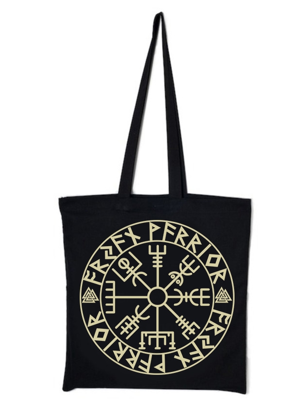 Stoffbeutel - Warrior - Vegvisir - schwarz/beige