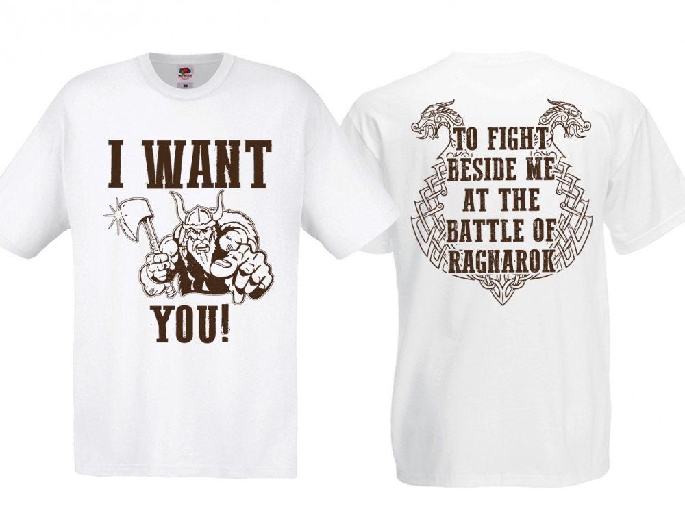 T-Shirt - I want You - For the battle of Ragnarok - weiß/schwarz