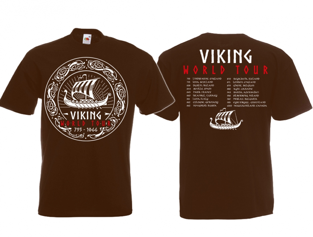 T-Shirt - Viking World Tour - braun