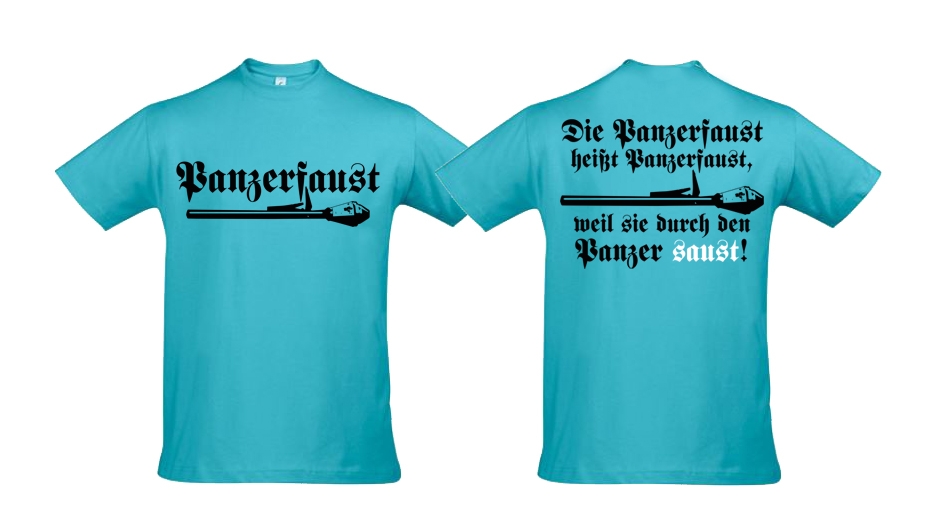 T-Shirt - Panzerfaust - Motiv 2 - atoll blau