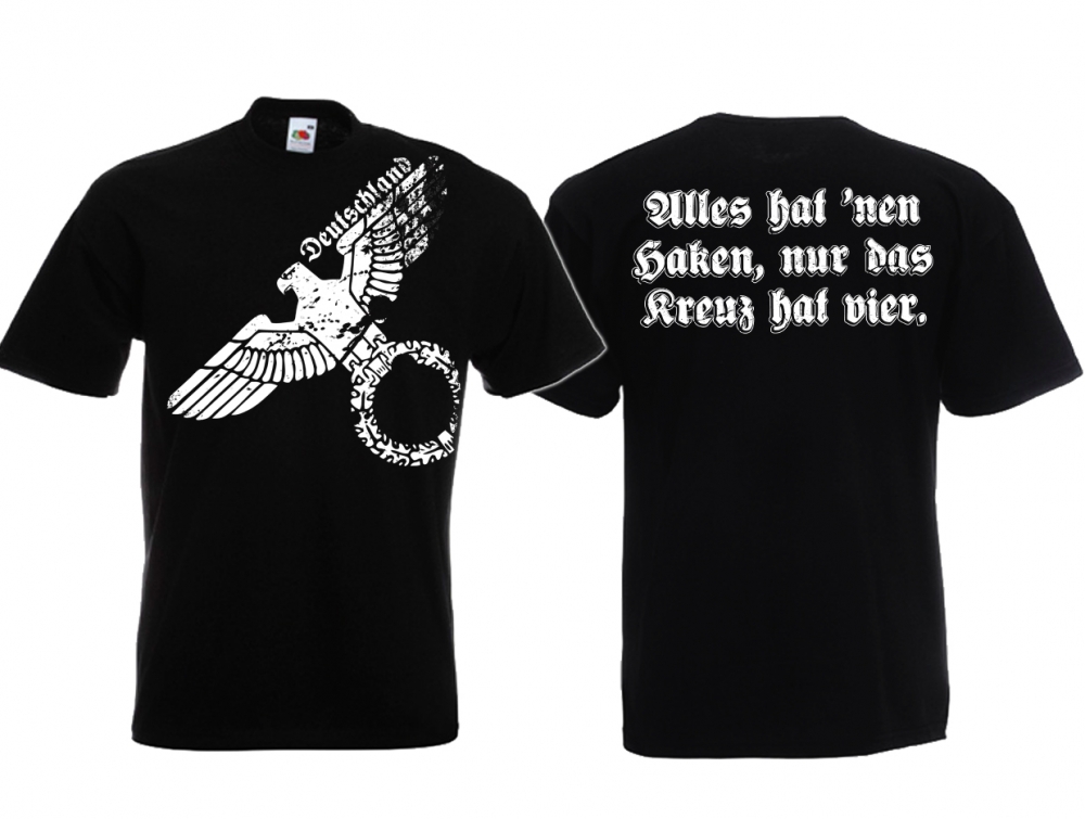 T-Shirt - Alles hat nen Haken, nur das Kreuz hat vier - schwarz