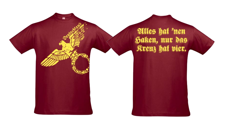 T-Shirt - Alles hat nen Haken, nur das Kreuz hat vier - burgundy