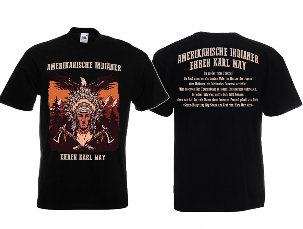 T-Shirt - Indianer - Amerikanische Indianer ehren Karl May - schwarz