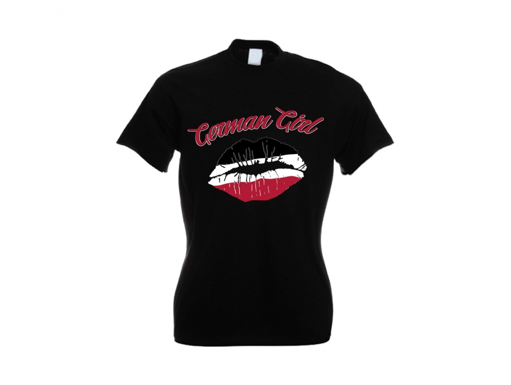 Frauen T-Shirt - Knutschmund - German Girl - schwarz