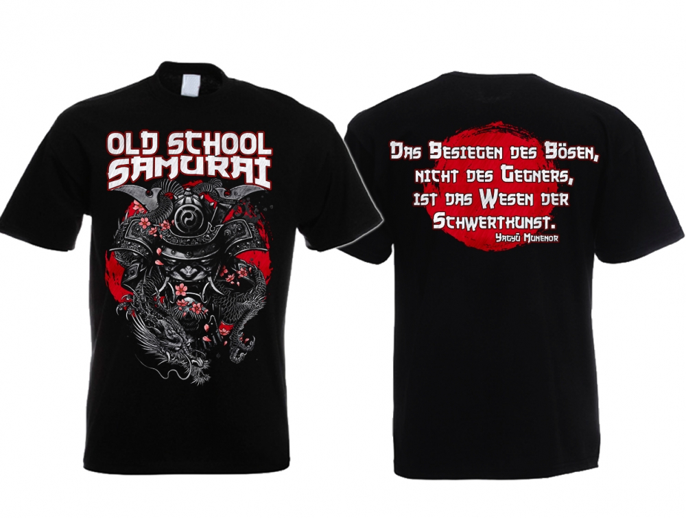 T-Shirt - Old School Samurai - Das Böse besiegen - schwarz