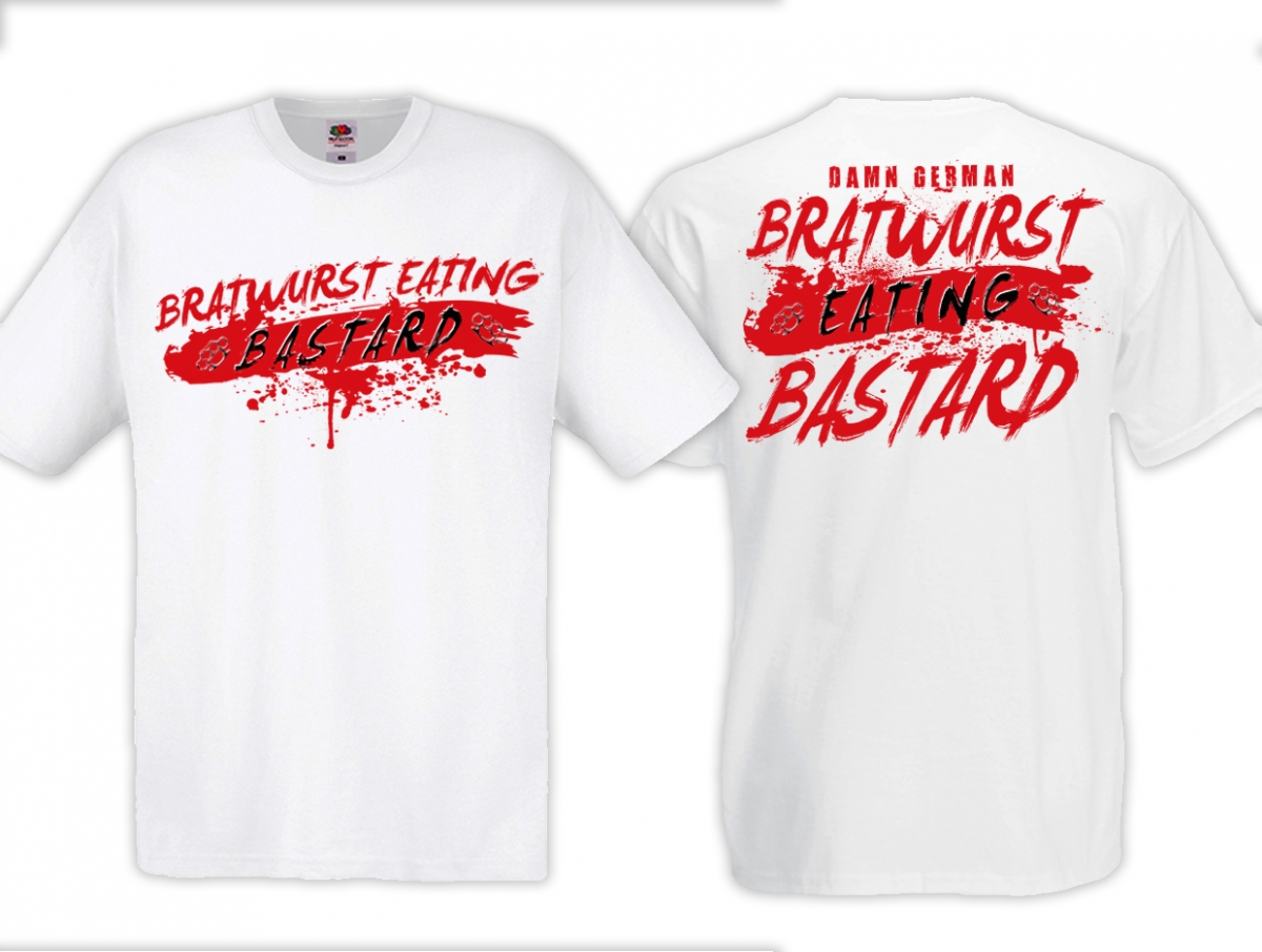 T-Shirt - Bratwurst eating Bastard - weiss/rot