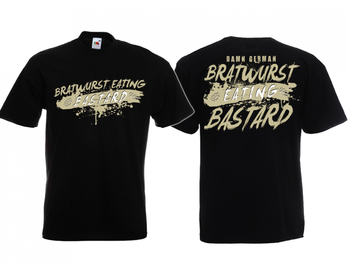 T-Shirt - Bratwurst eating Bastard - schwarz/beige