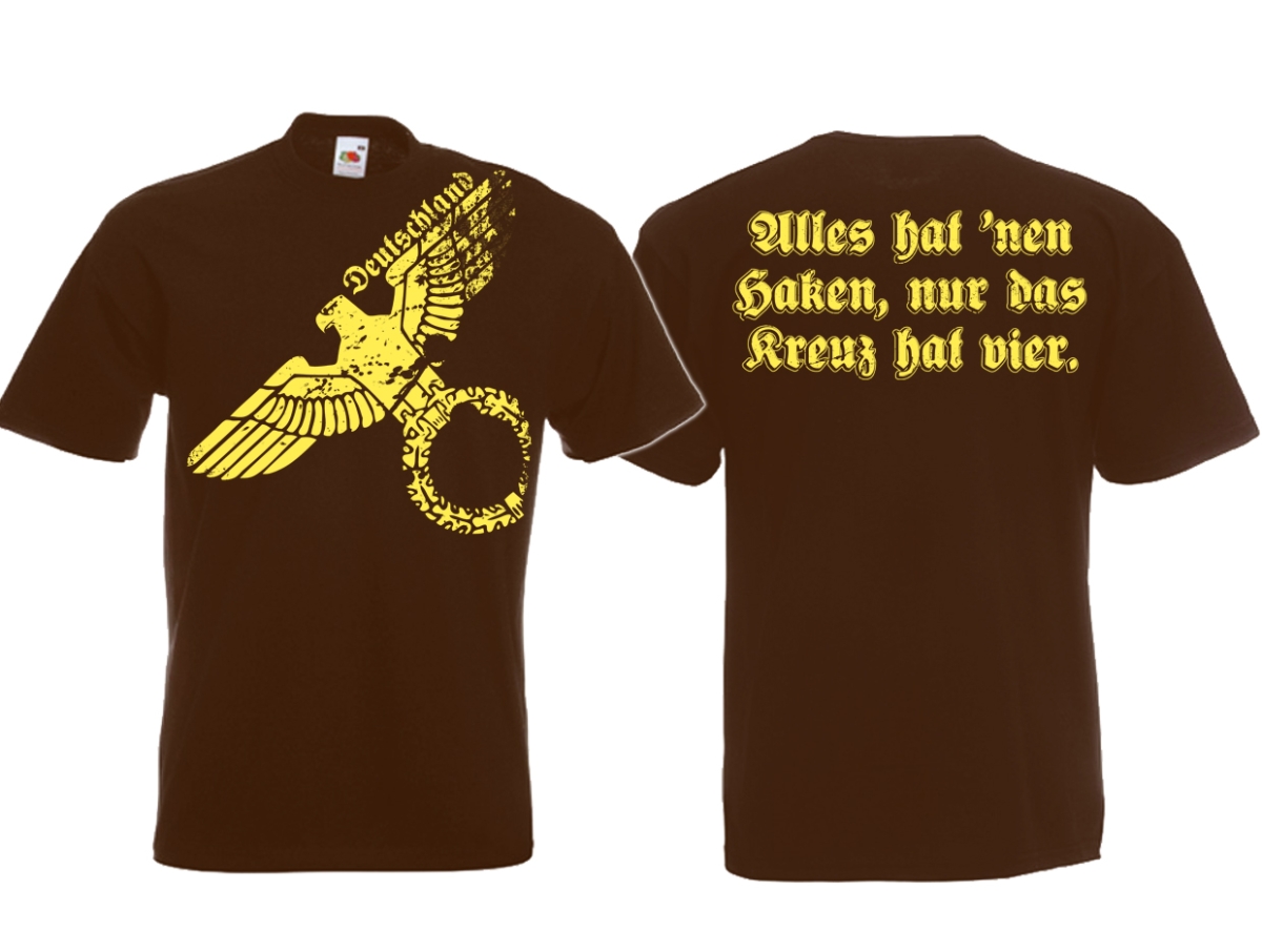 T-Shirt - Alles hat nen Haken, nur das Kreuz hat vier - braun