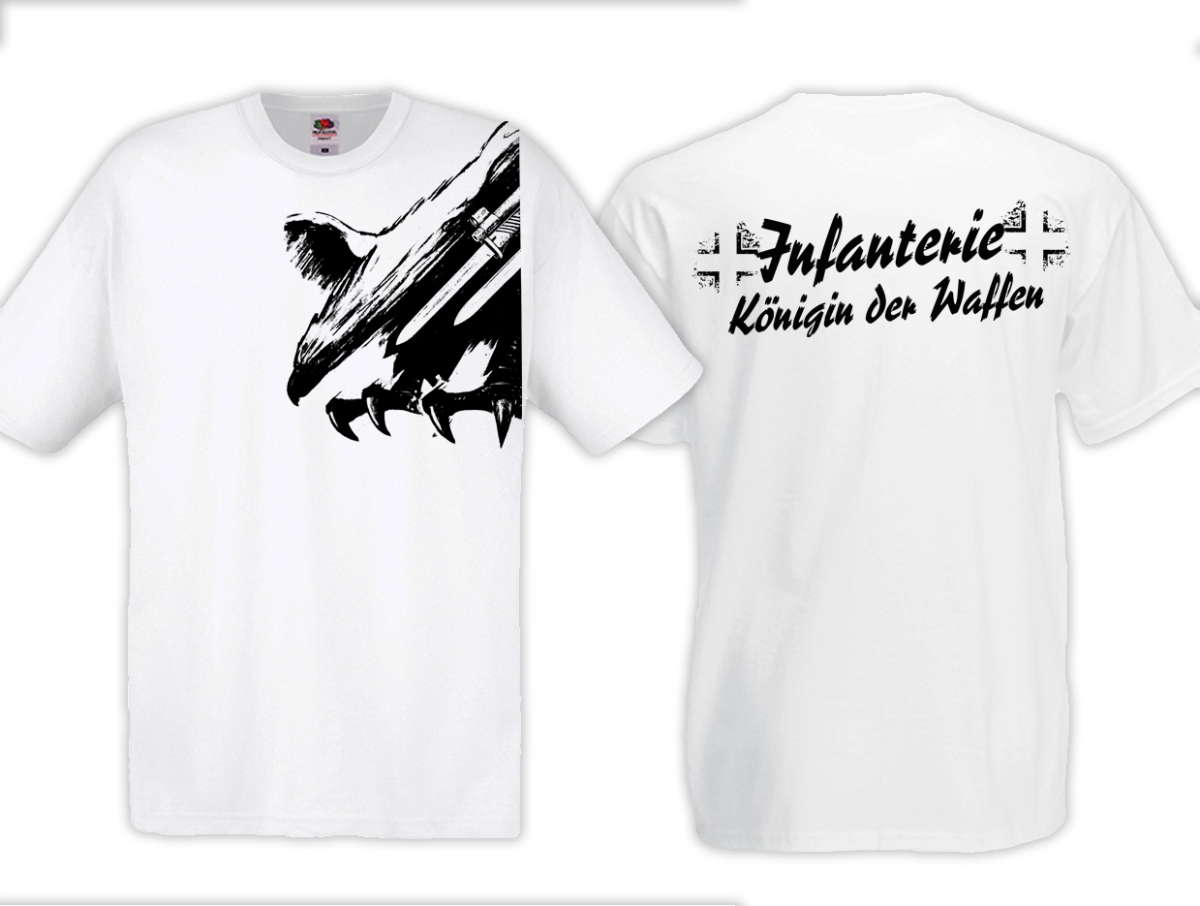 T-Shirt - Infanterie - Königin der Waffen - Motiv 1 - weiß