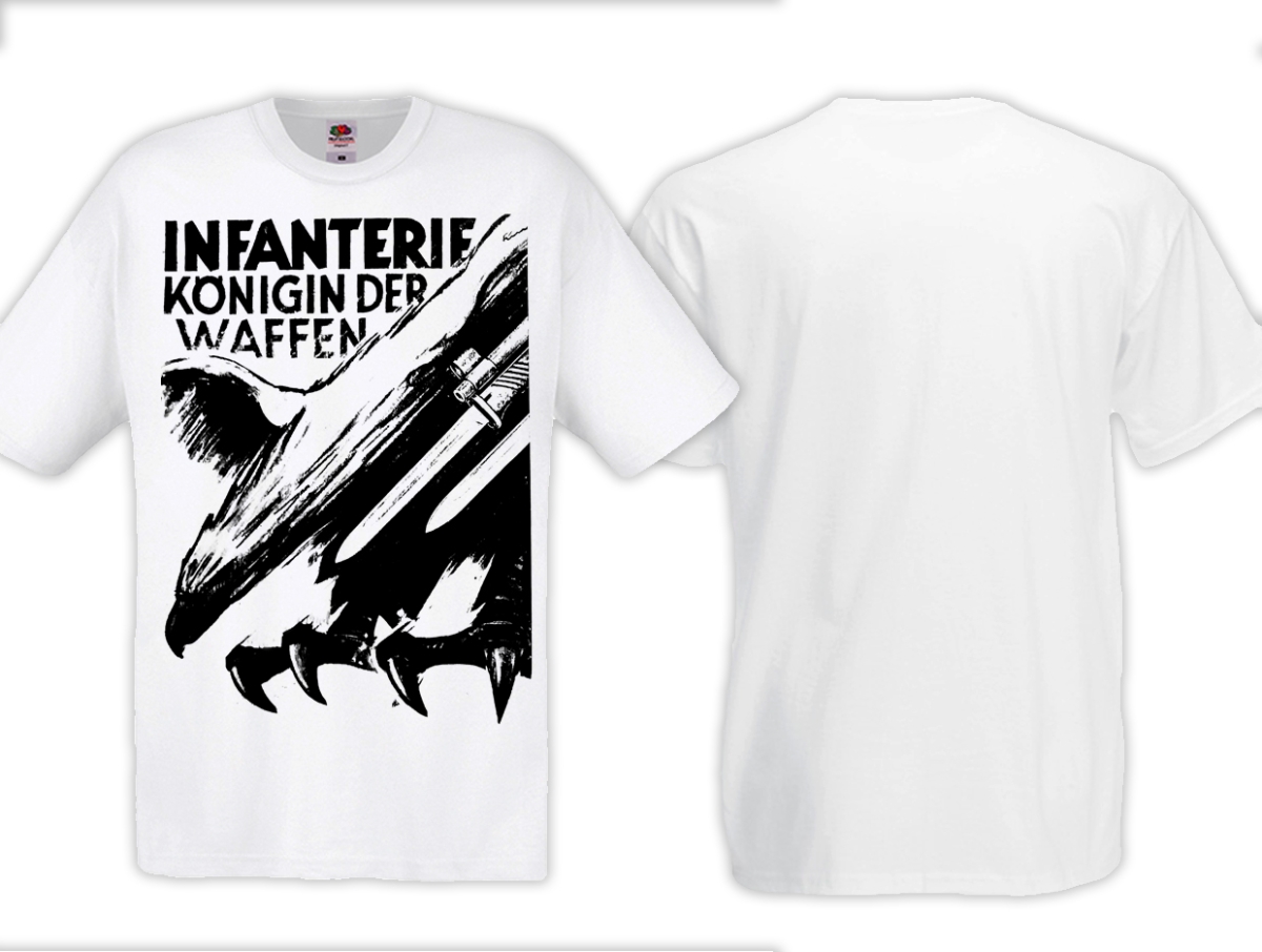 T-Shirt - Infanterie - Königin der Waffen - Motiv 2 - weiß