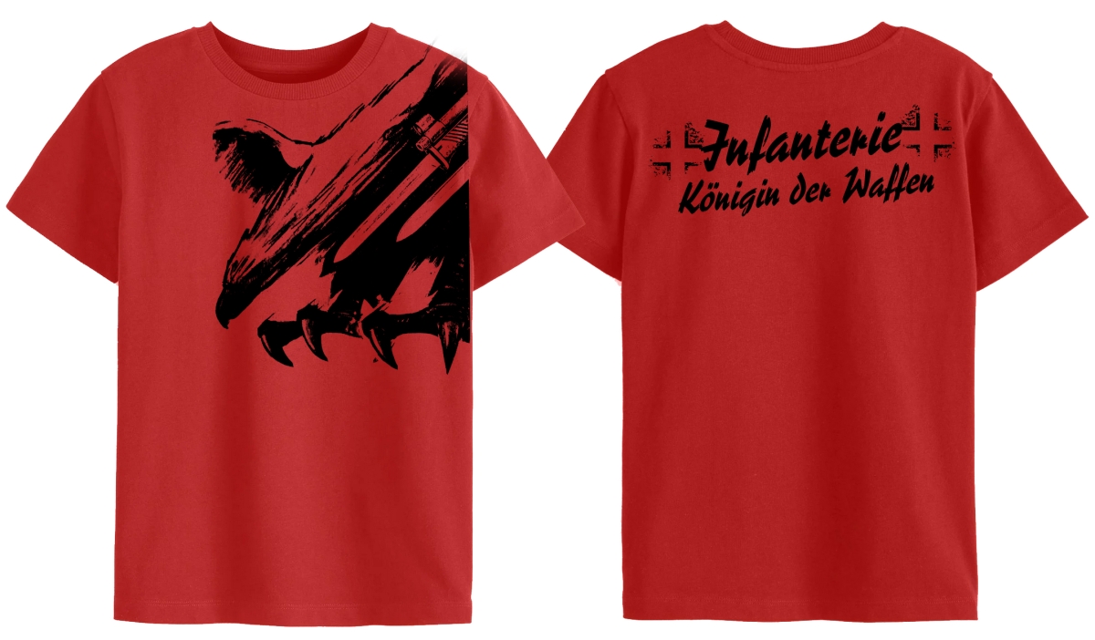 T-Shirt - Infanterie - Königin der Waffen - Motiv 1 - rot