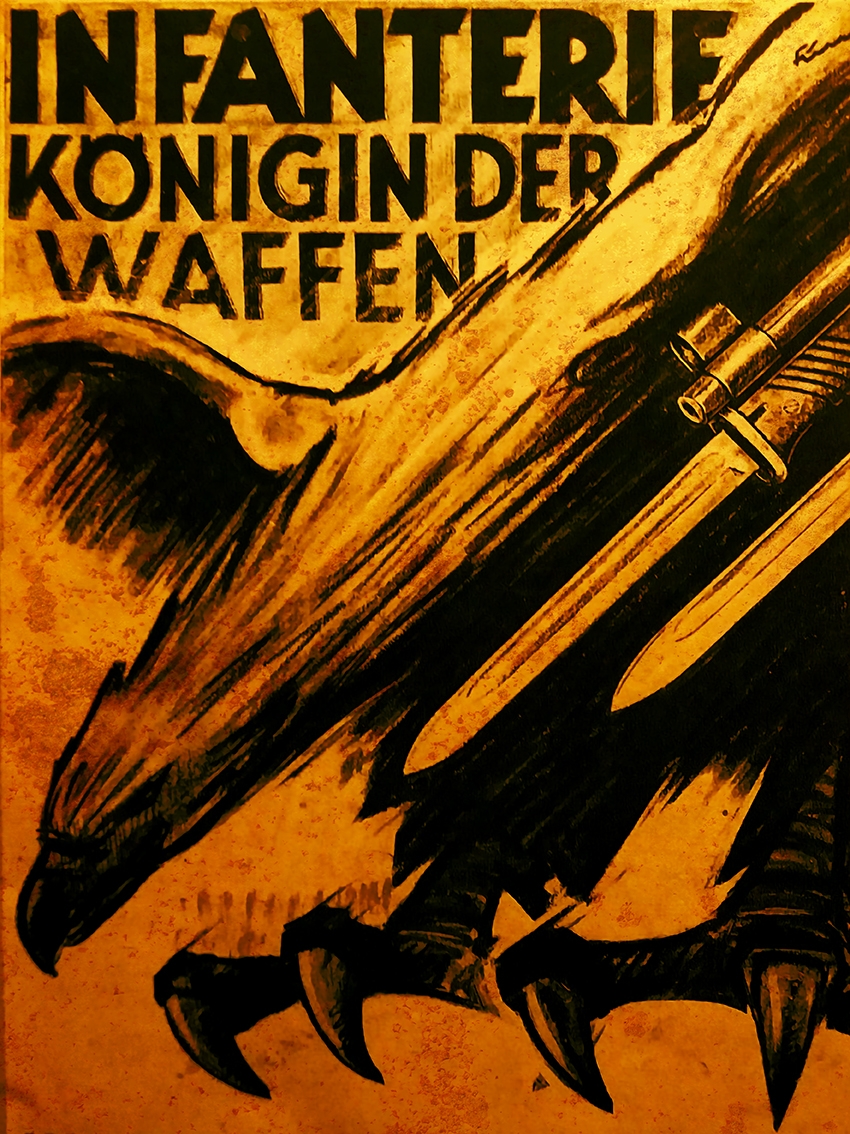 Holzschild - 12x18cm - Infanterie - Königin der Waffen