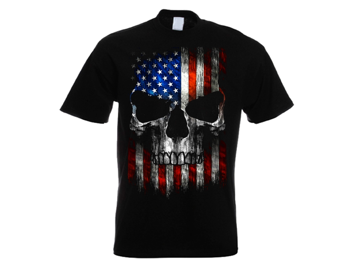 Frauen T-Shirt - American Death Head - Stars and Stripes - Version 3