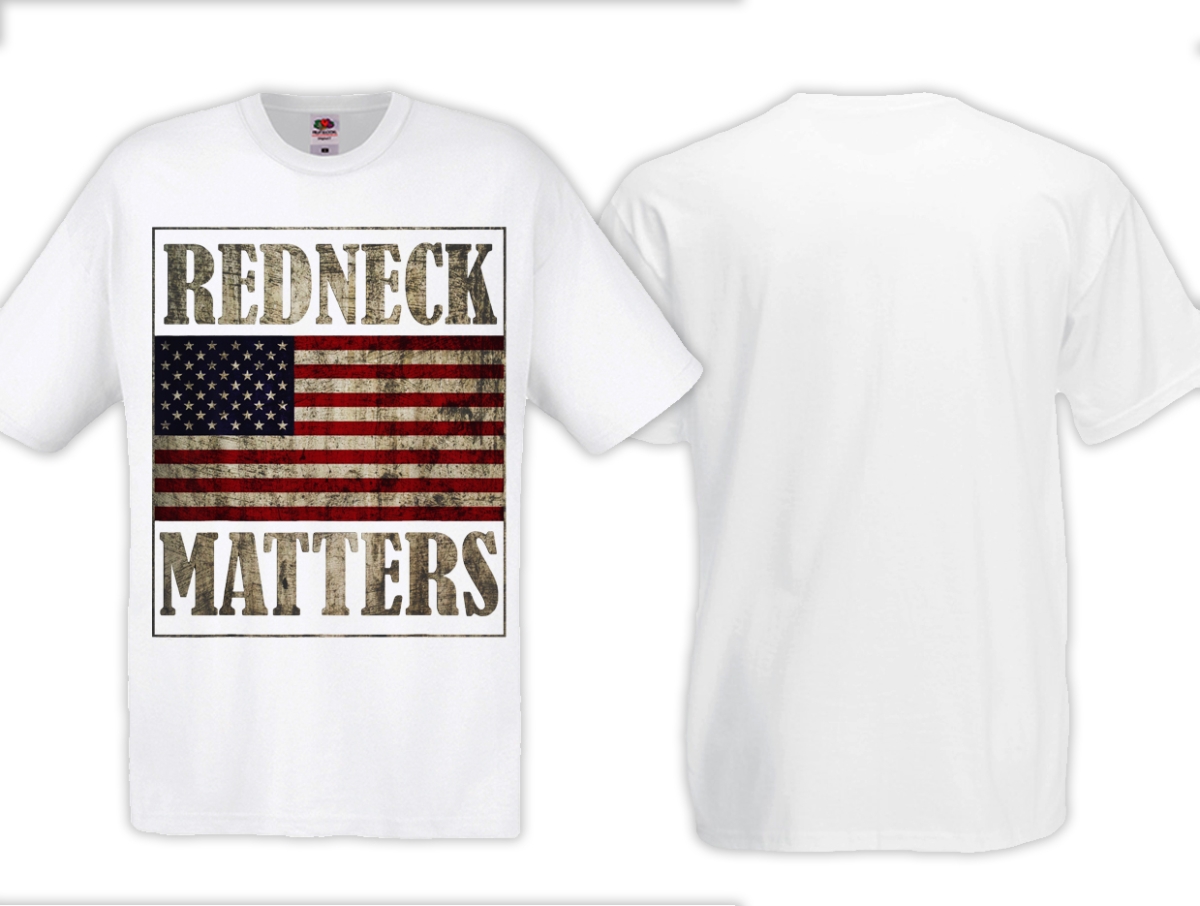 T-Shirt - Redneck Matters - US Flagge - weiß