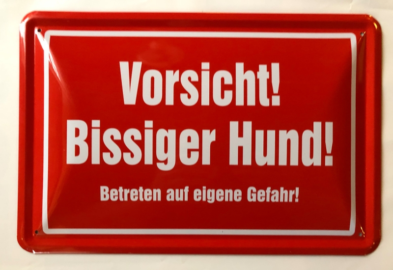 Blechschild - Vorsicht - Bissiger Hund - BS123