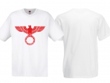 T-Shirt - Adler mit Kreis - Weiß/Rot