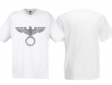 T-Shirt - Adler mit Kreis - Weiß/Grau