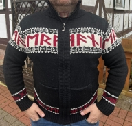 Runenstrickjacke - Germania - schwarz-weiß-rot