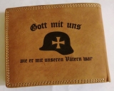 Leder Geldbeutel - Stahlhelm - Gott mit uns